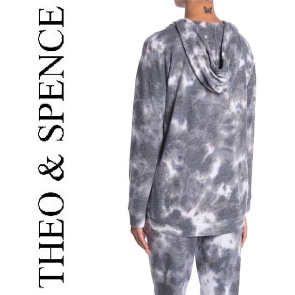 Theo & Spence Gray Tie-Dye Women's Hoodie SzL - Picture 3 of 8
